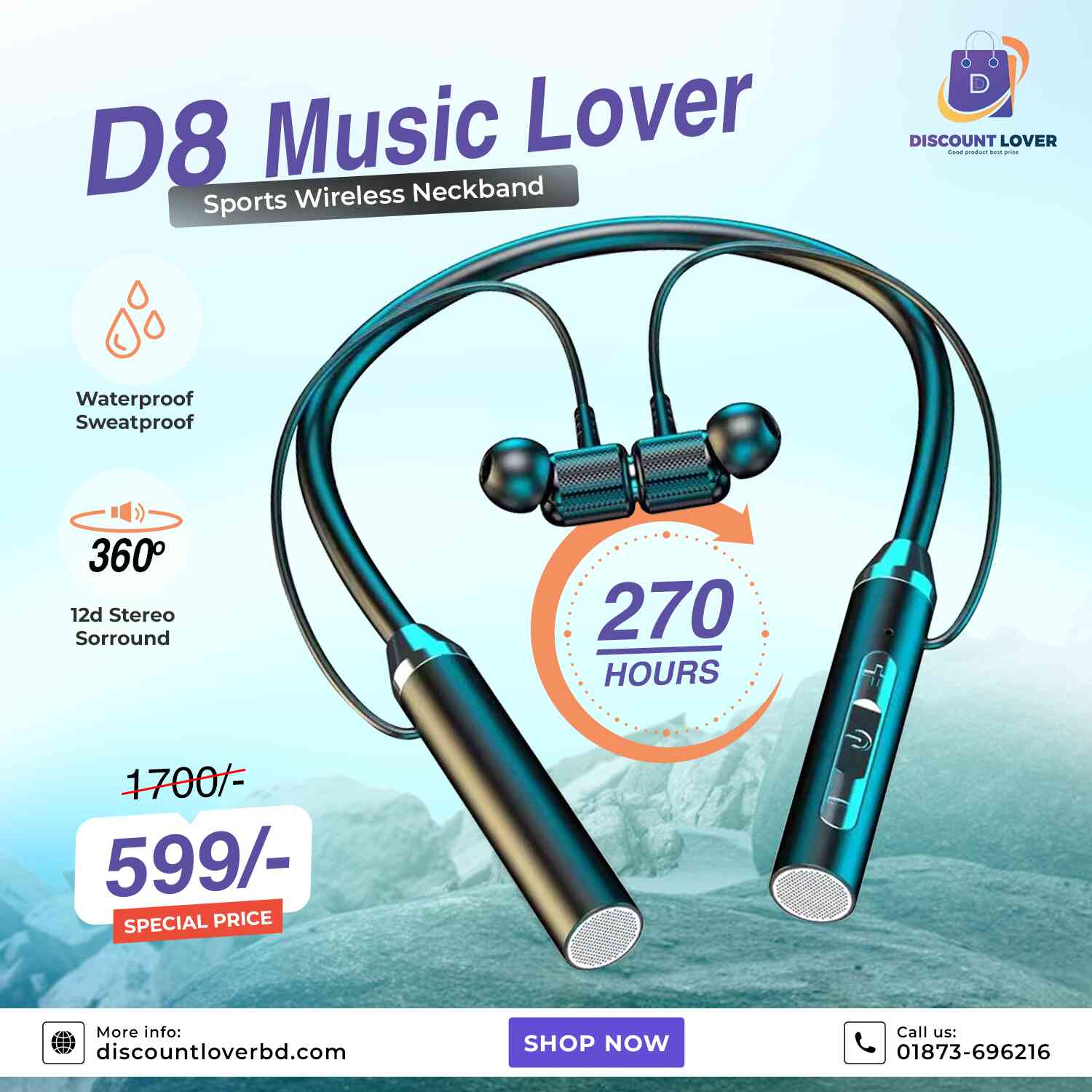 D-08 Sports Wireless Music Lover Neckband